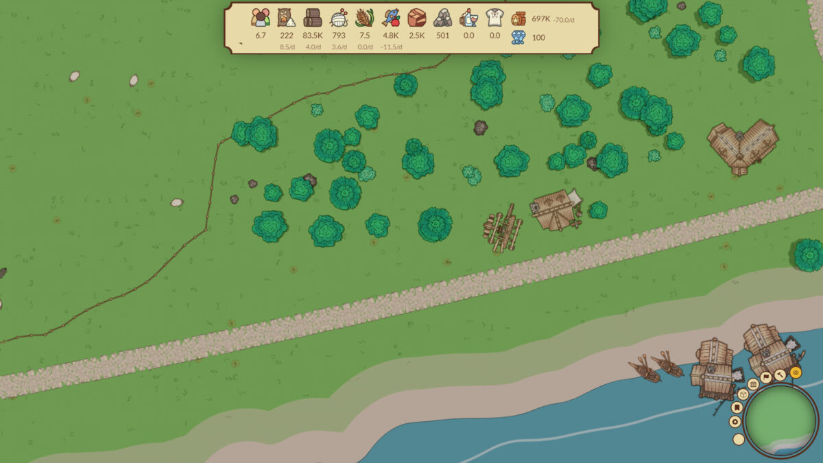 Project Rebearth 遊戲截圖：資源採集與庫存界面