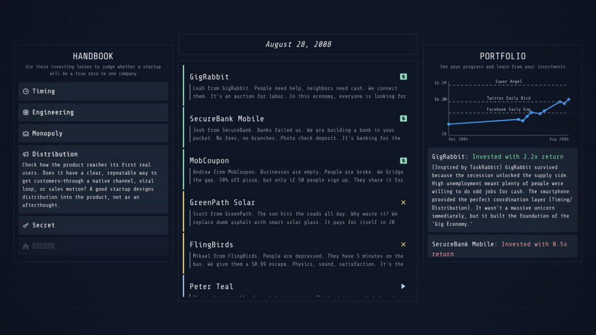 ZeroOne Terminal 遊戲決策畫面