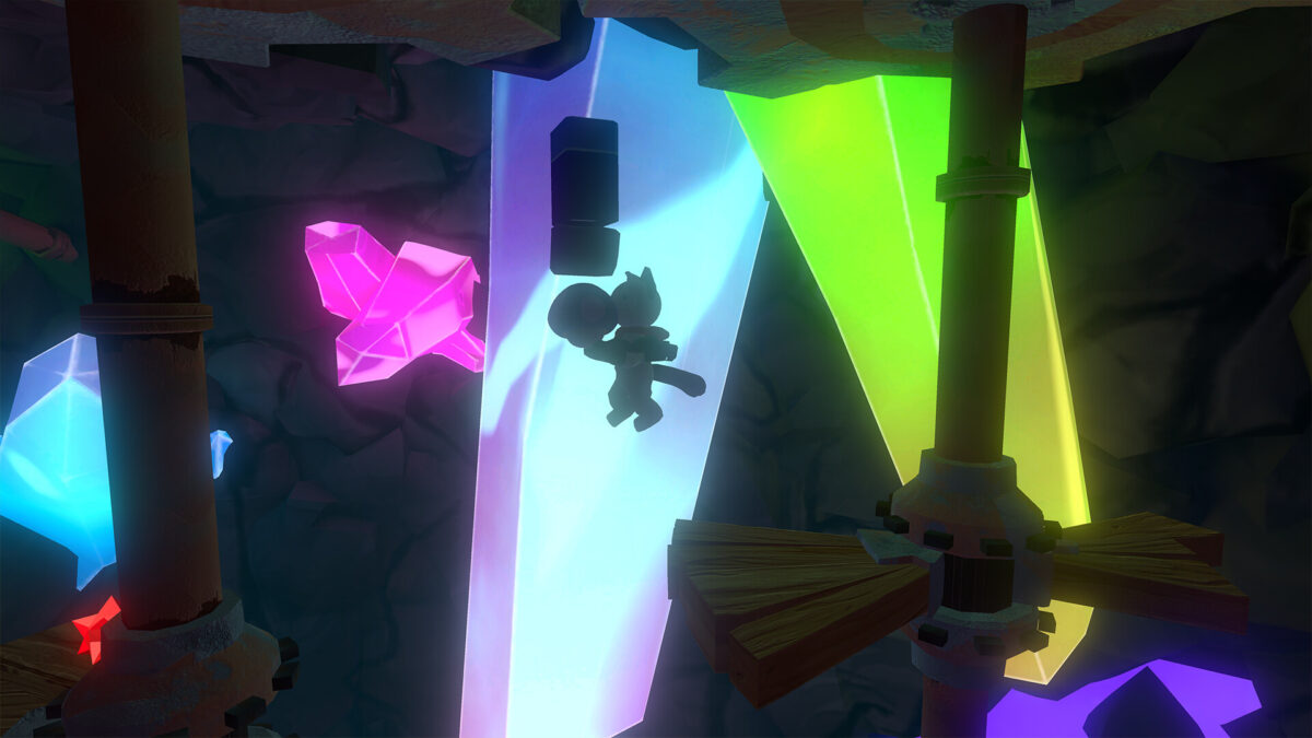 主角在充滿挑戰的平台關卡中跳躍