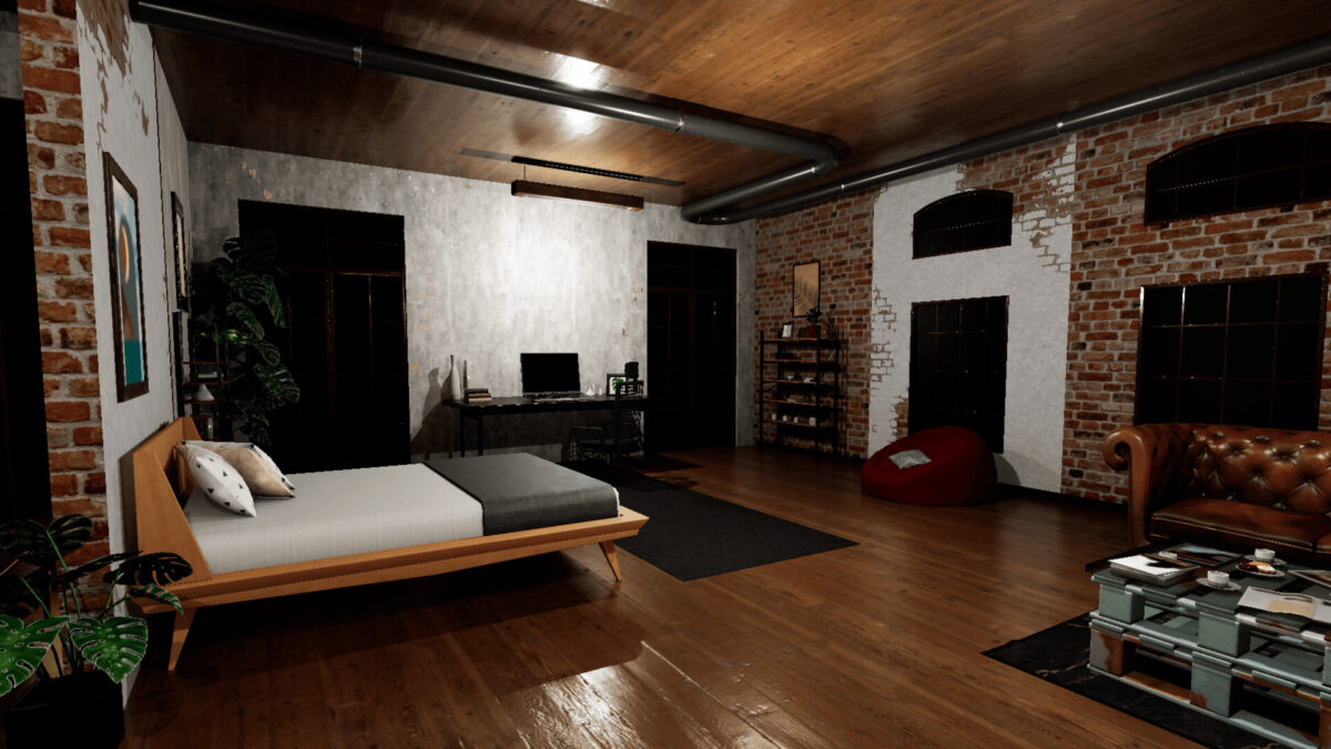 遊戲內場景截圖，陰暗的走廊