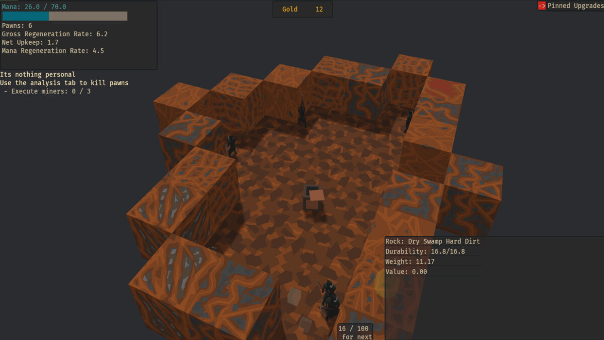 遊戲中的 3D 礦坑環境與光影效果