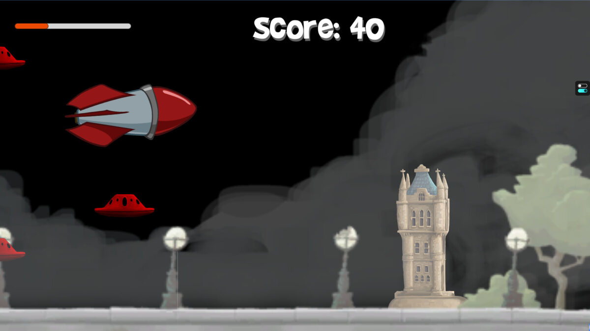 遊戲介面中的生命值與分數顯示