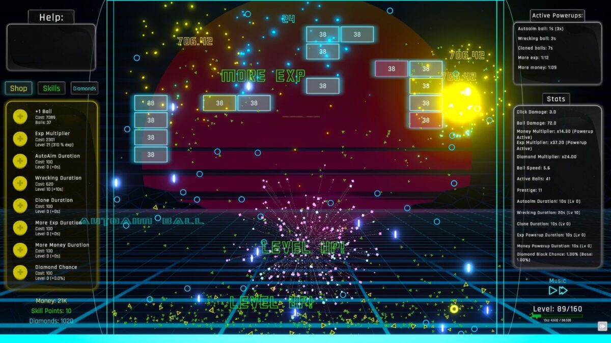 大量彈球在場中亂飛的壯觀景象