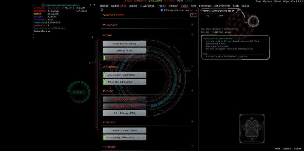 掛機遊戲界黑魂！硬核文字經營模擬神作《小貓遊戲》登陸 Steam，帶領貓咪文明邁向星際