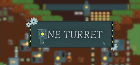 《One Turret》遊戲主視覺圖，展示巨大砲塔與精密工廠在自然環境中的對比
