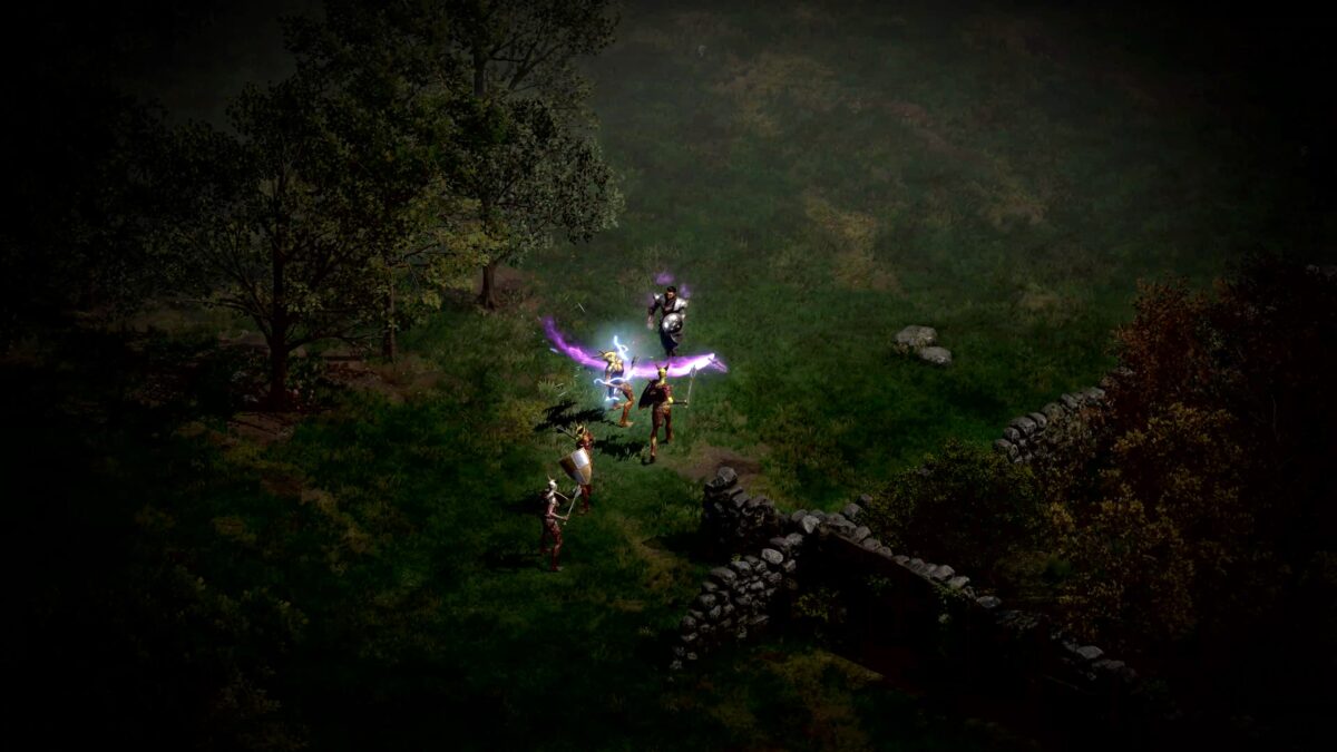 術士在昏暗地城中與惡魔大軍交戰