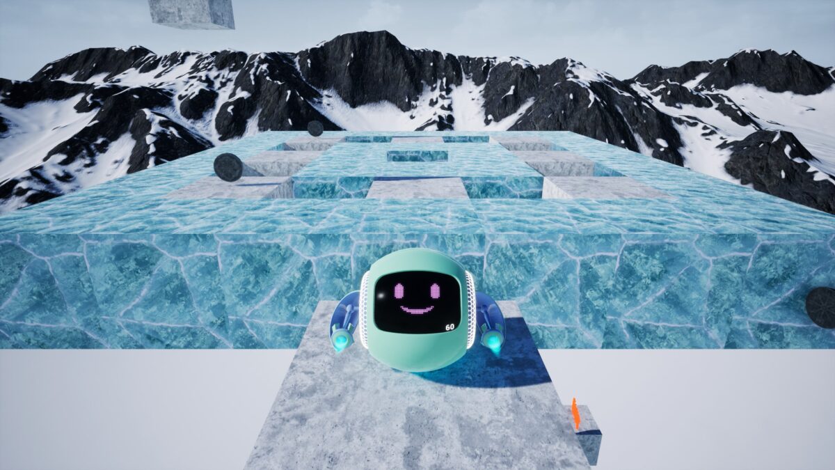 機器人主角穿梭於立體平台