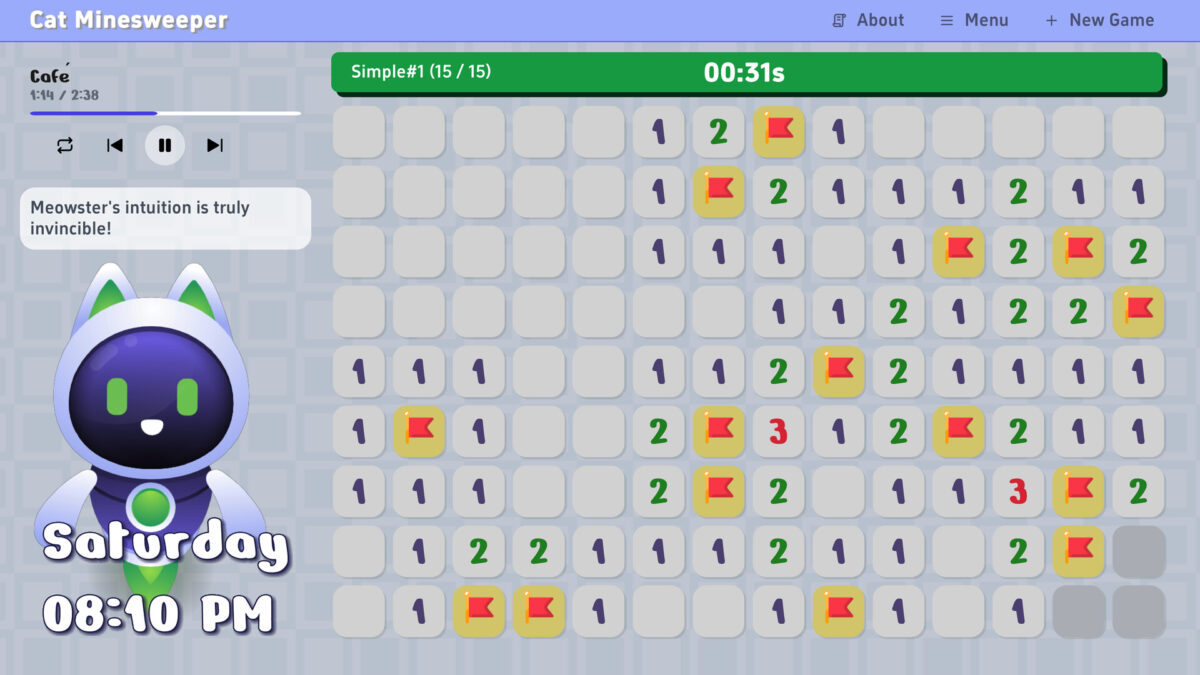 Cat Minesweeper 簡約風格的遊戲畫面