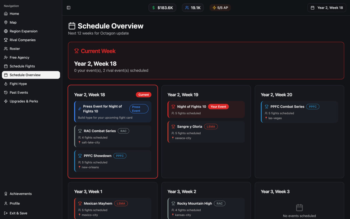 MMA Empire 遊戲內的社群與媒體互動