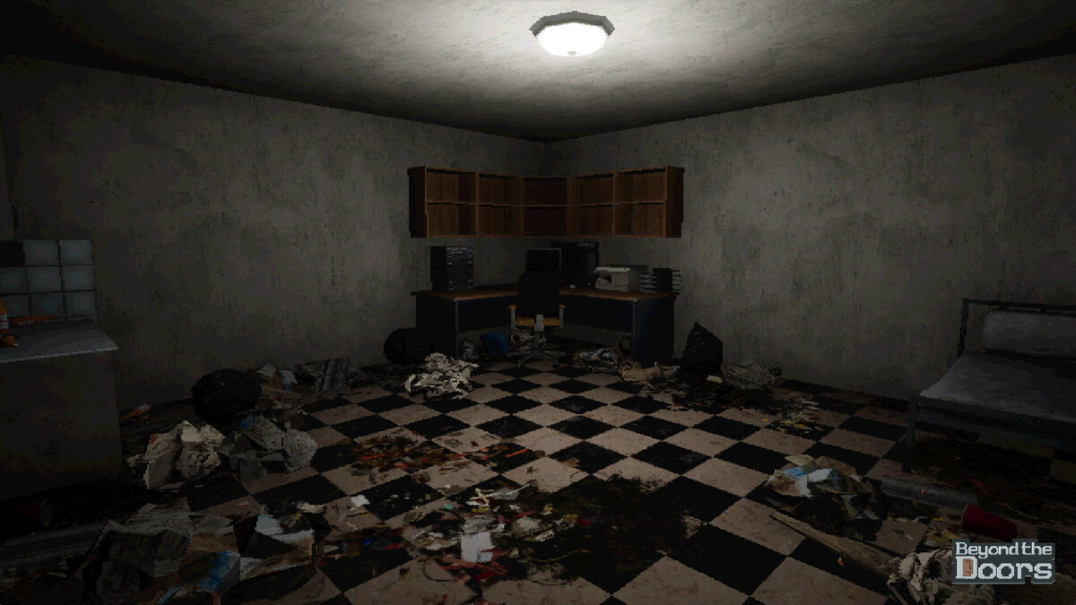 Beyond the Doors 遊戲截圖，展示複雜的設備連接與線路