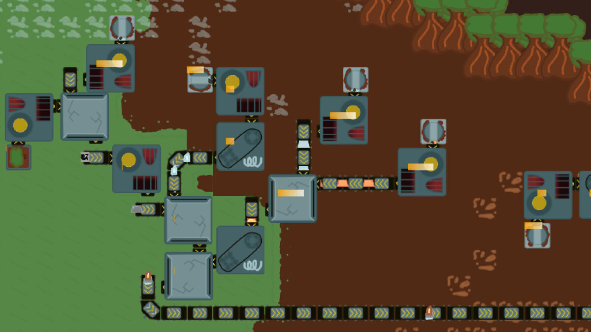 《One Turret》遊戲內畫面，展示大規模的生產線與正在工作的設備