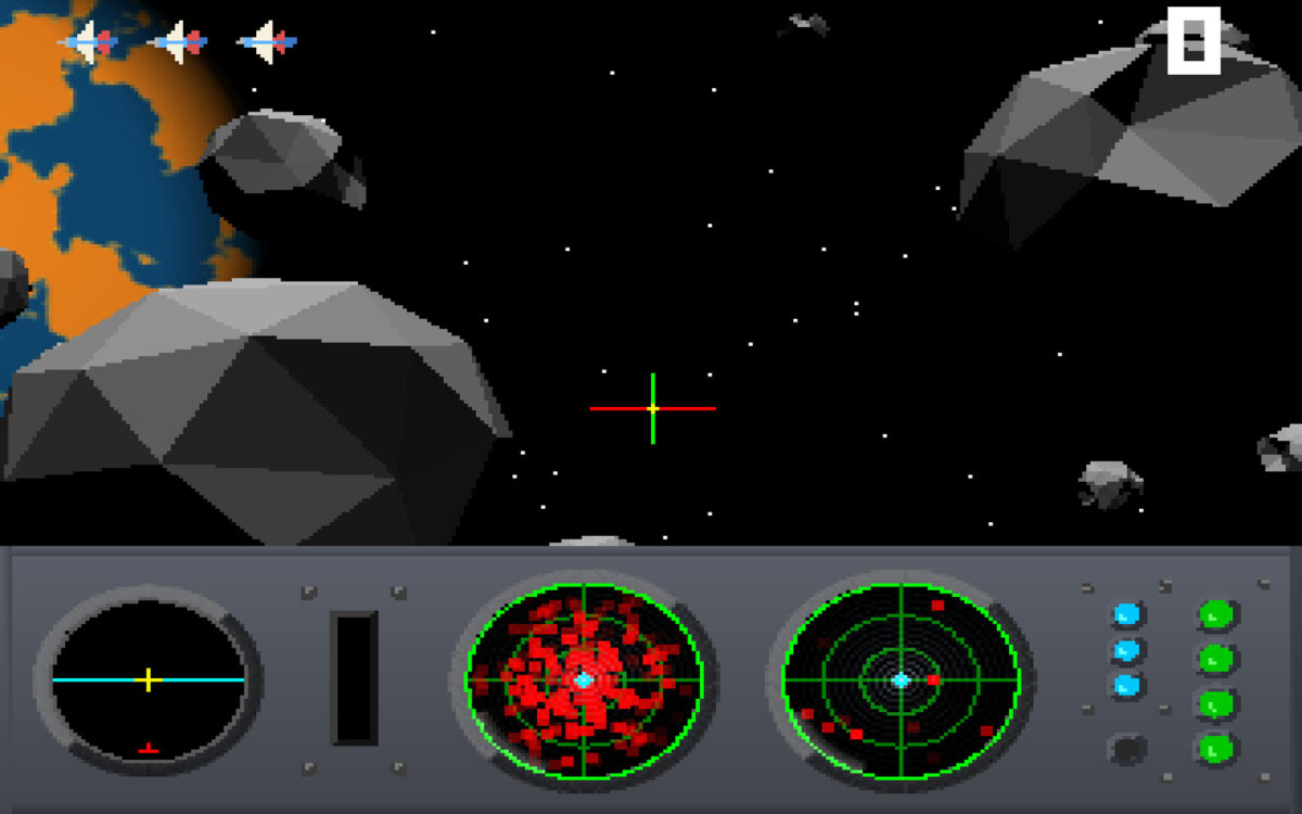 Mega Roids 實際遊戲截圖：外星飛船現身