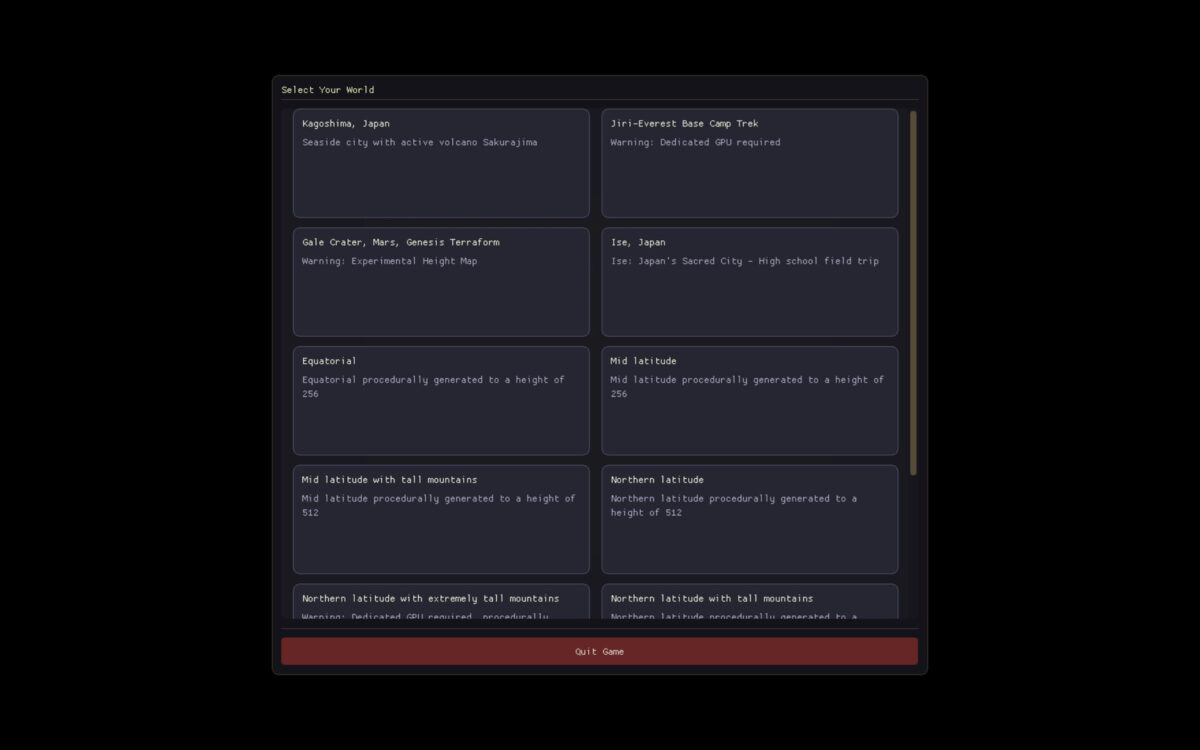 Schema 遊戲內模擬地形畫面