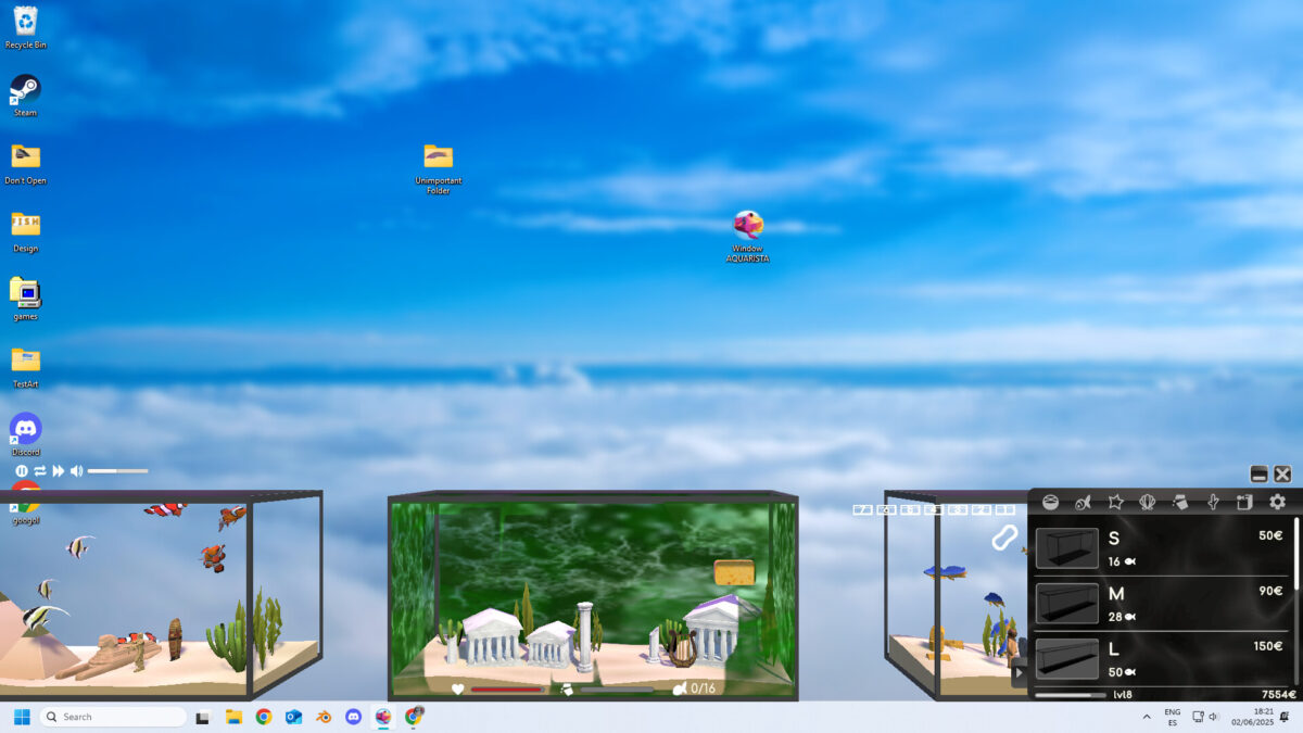 Window Aquarista 遊戲截圖 - 展示多樣魚群