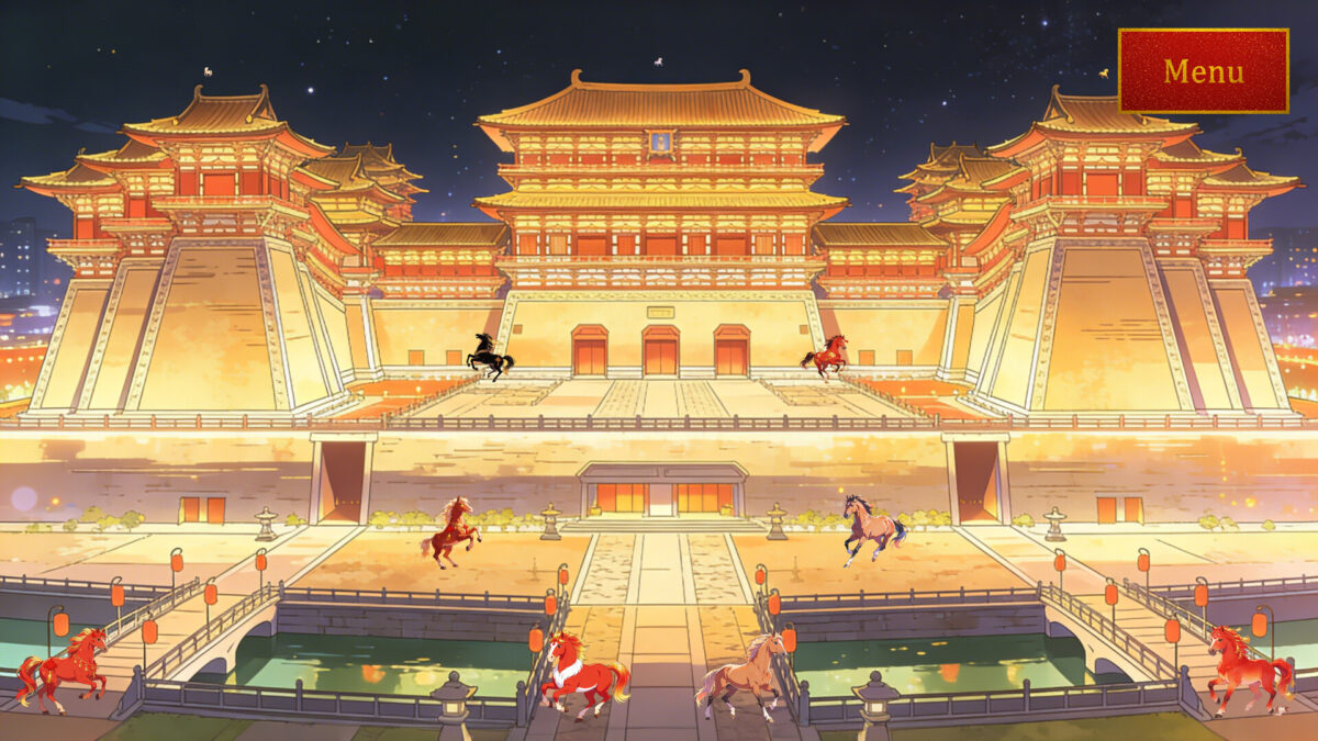 遊戲截圖 - 建築與名駒的交織