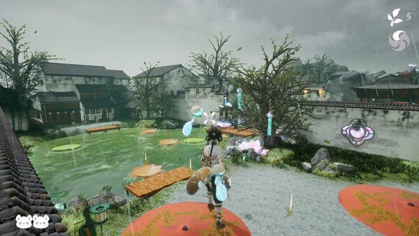 《Ling and the Corrupted Hollow》遊戲內場景截圖 - 水域與神殿