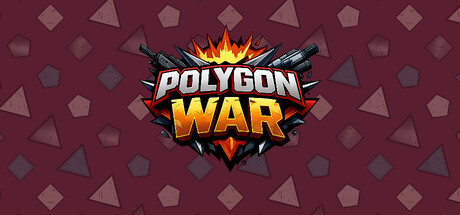 Polygon War 遊戲標題大圖，展示多邊形角色與各種武器