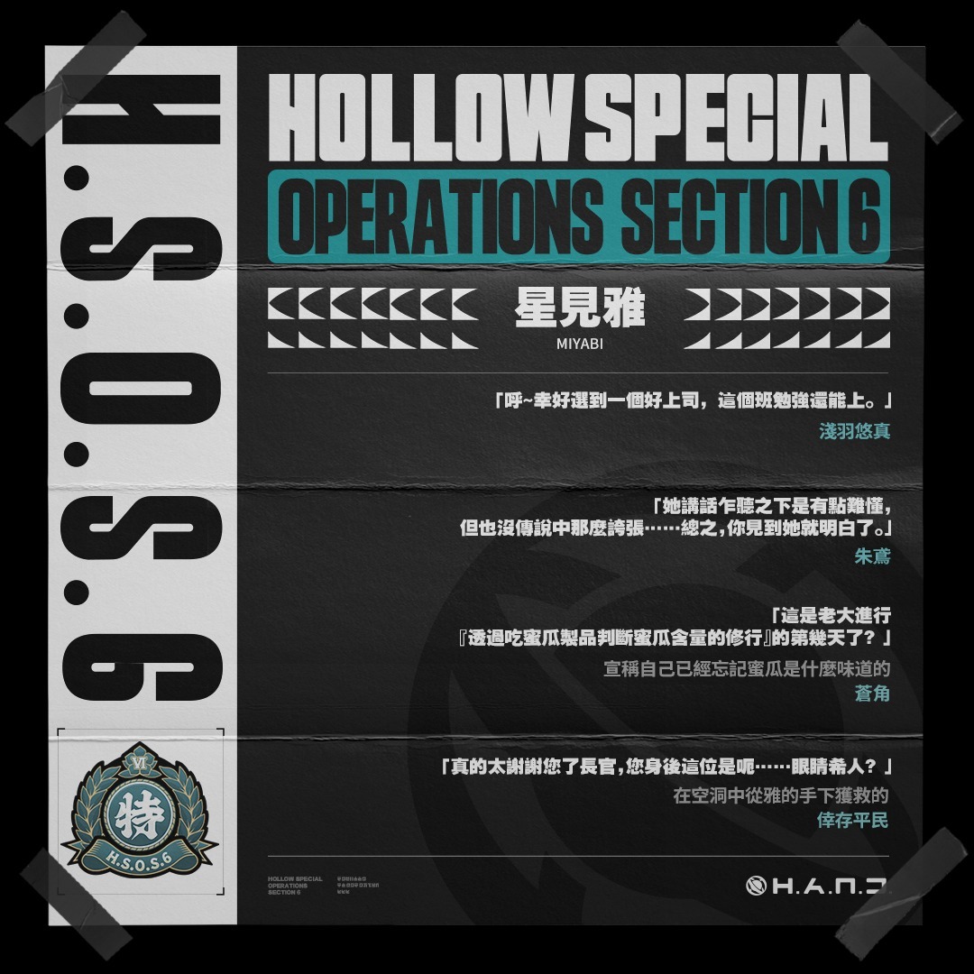 《絕區零》星見雅HOLLOW SPECIAL OPERATIONS SECTION 6部門檔案