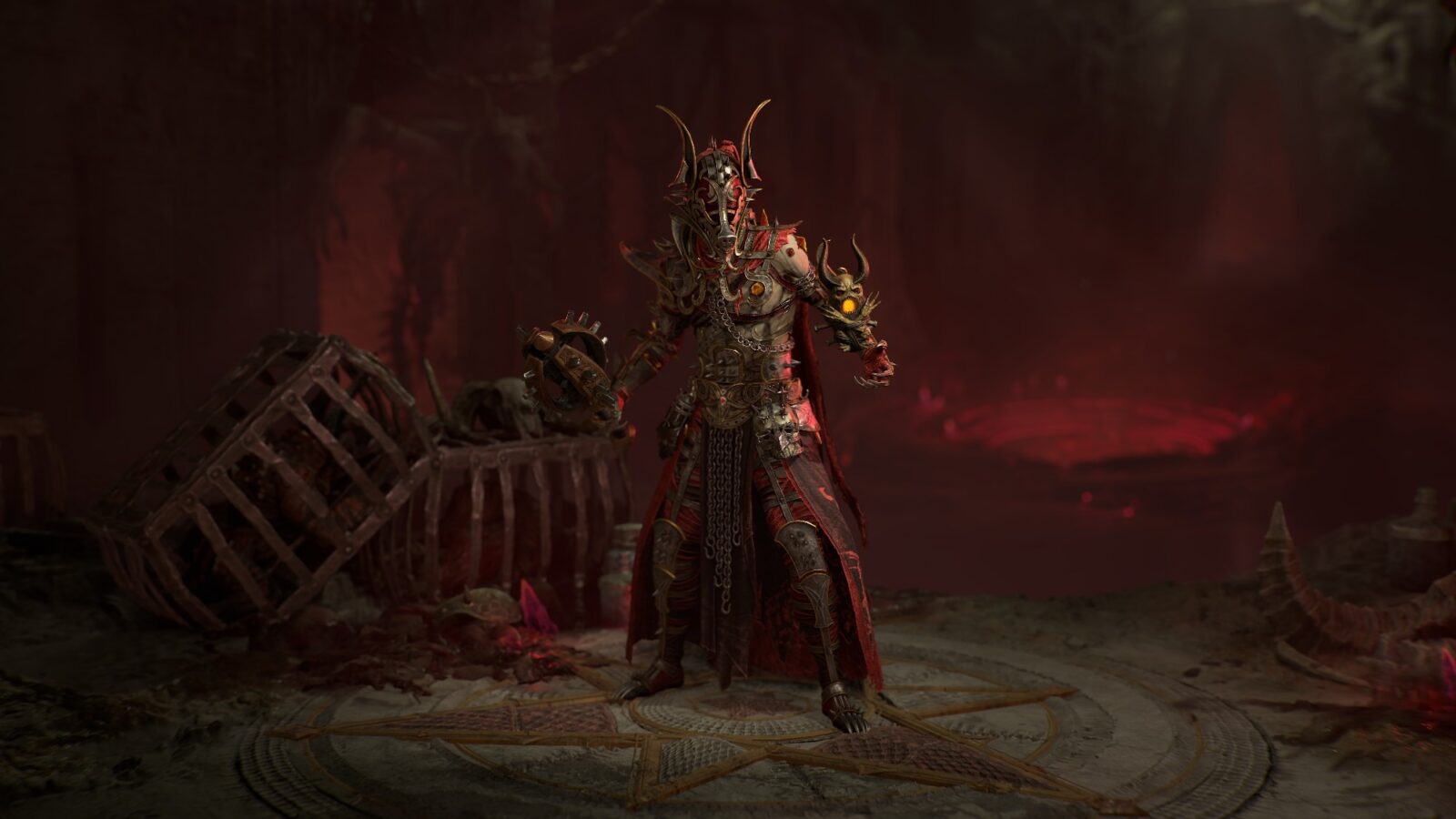 《暗黑破壞神 4：憎恨之王》術士職業官方宣傳圖，展示暗黑法術氣息