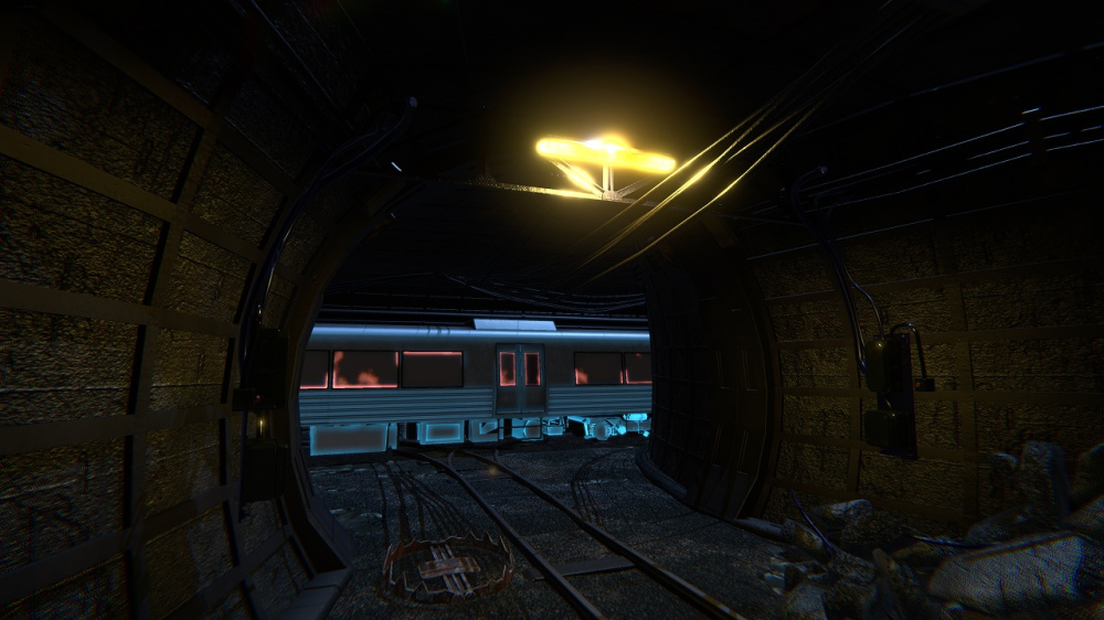 遊戲場景:昏暗的地鐵隧道與神秘光芒