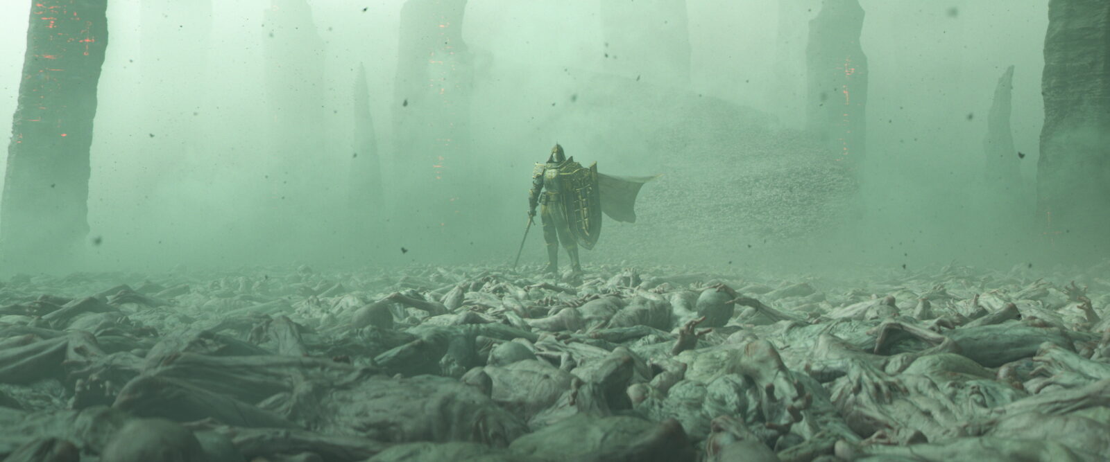 《暗黑破壞神 4：憎恨之王》故事場景，展示聖休亞瑞遭到黑暗腐化的末日景象