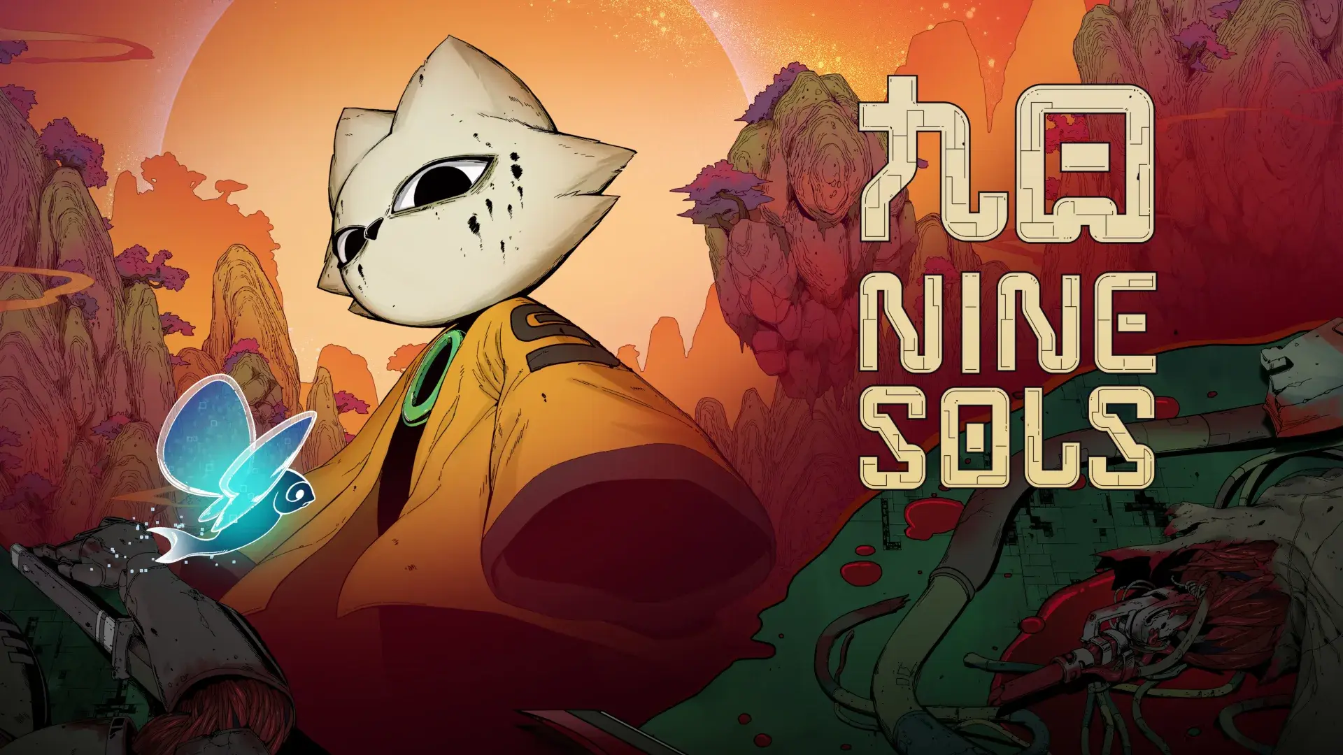 九日 Nine Sols 遊戲截圖，主角羿面對古老神明的2D戰鬥畫面