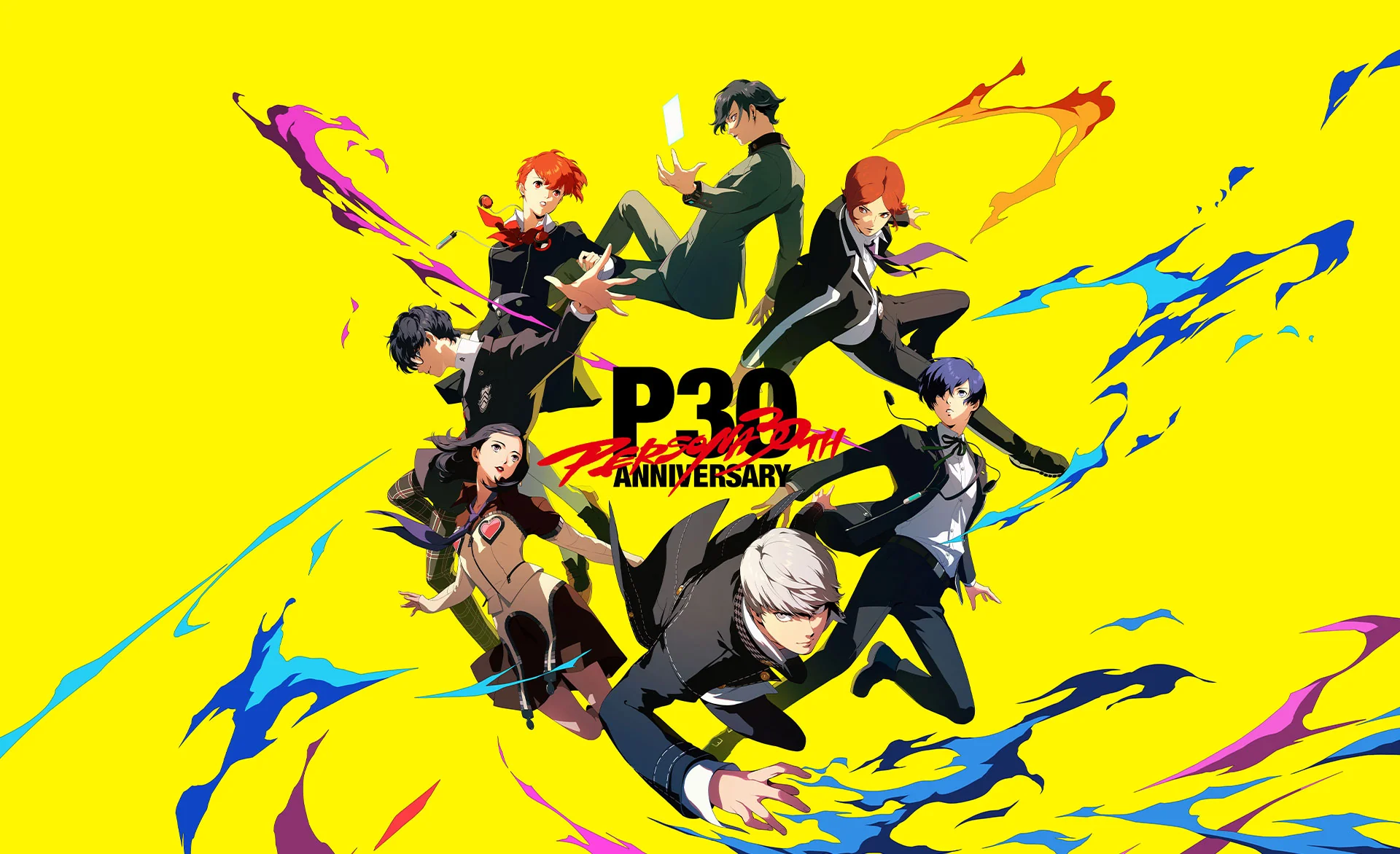 《女神異聞錄》30 週年第二彈紀念關鍵視覺全系列主角集結圖