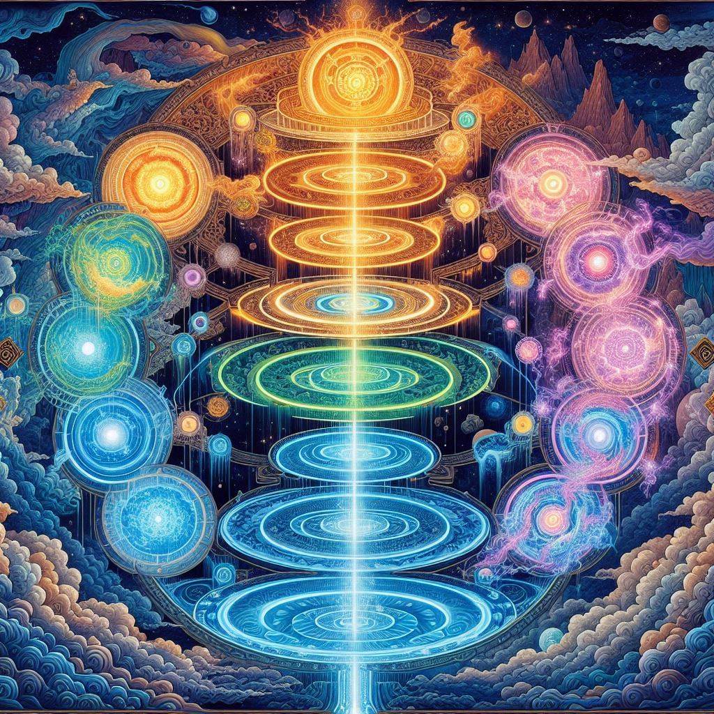 修仙境界劃分概念示意圖：從練氣期到渡厄真仙，各大修仙體系境界階梯圖解（AI生成）