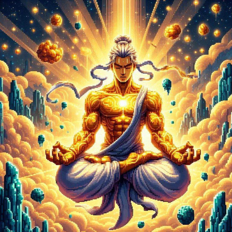 了不起的修仙模擬器體修 AI概念圖：體修修煉者以金光護體，展現肉身鍛煉的力量