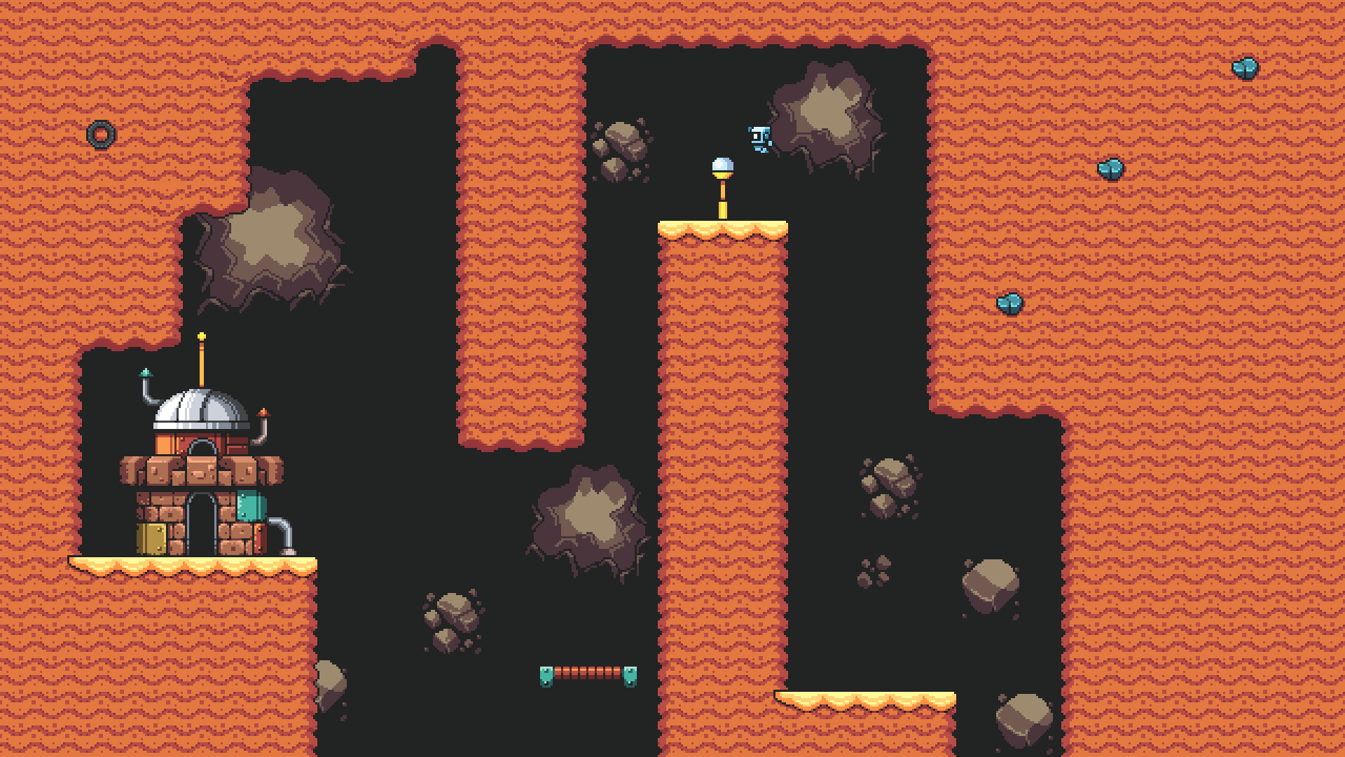 Solar Machina 遊戲畫面之三,機器人身處黃昏或室外的平臺之間。