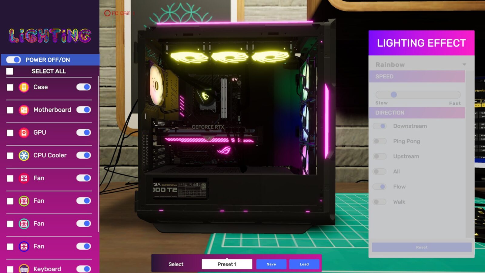 PC Building Simulator 2 自訂燈光與塗裝功能展示,多台主機散發絢麗RGB光效