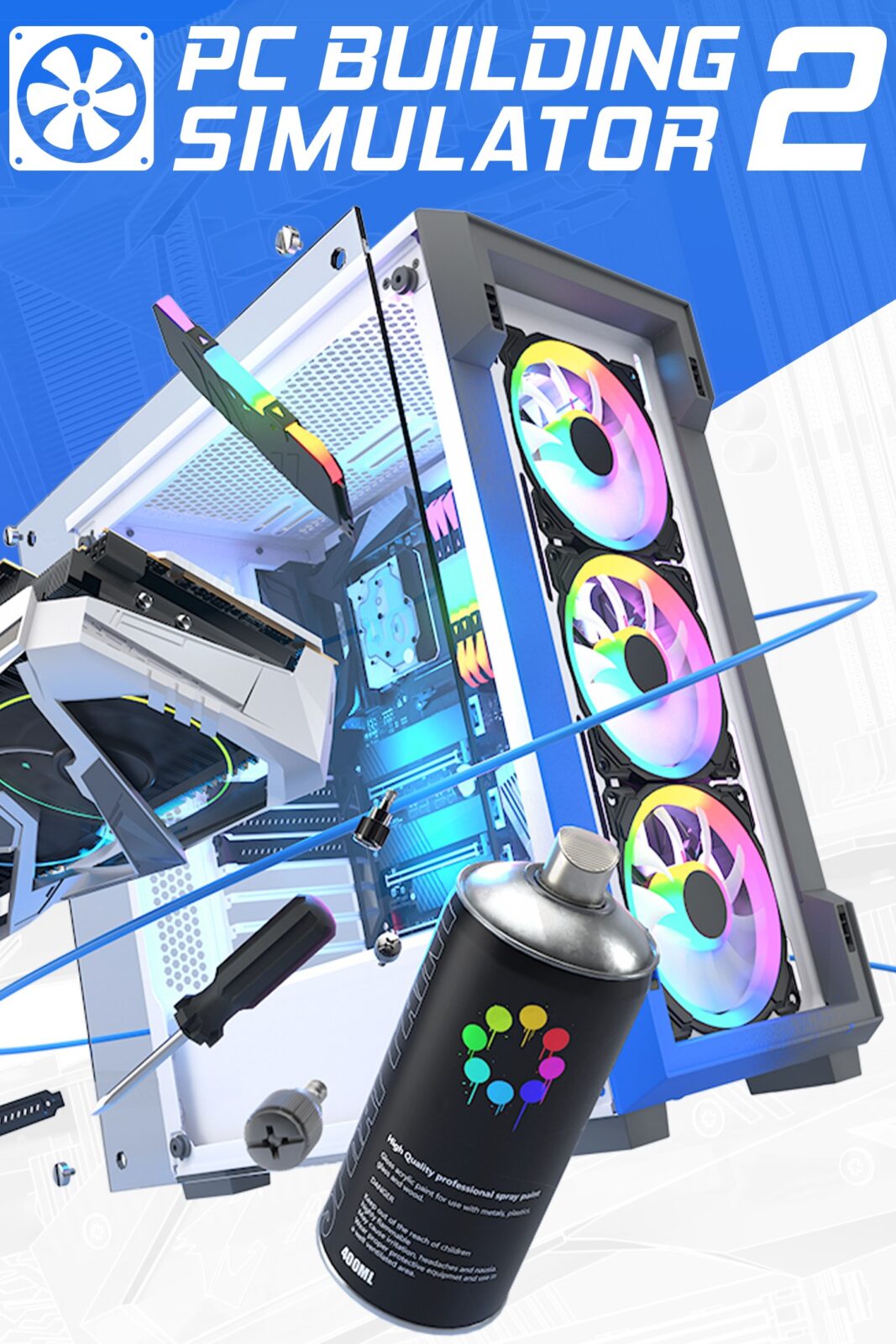 PC Building Simulator 2 遊戲主視覺圖,展示絢麗的自訂RGB電腦主機