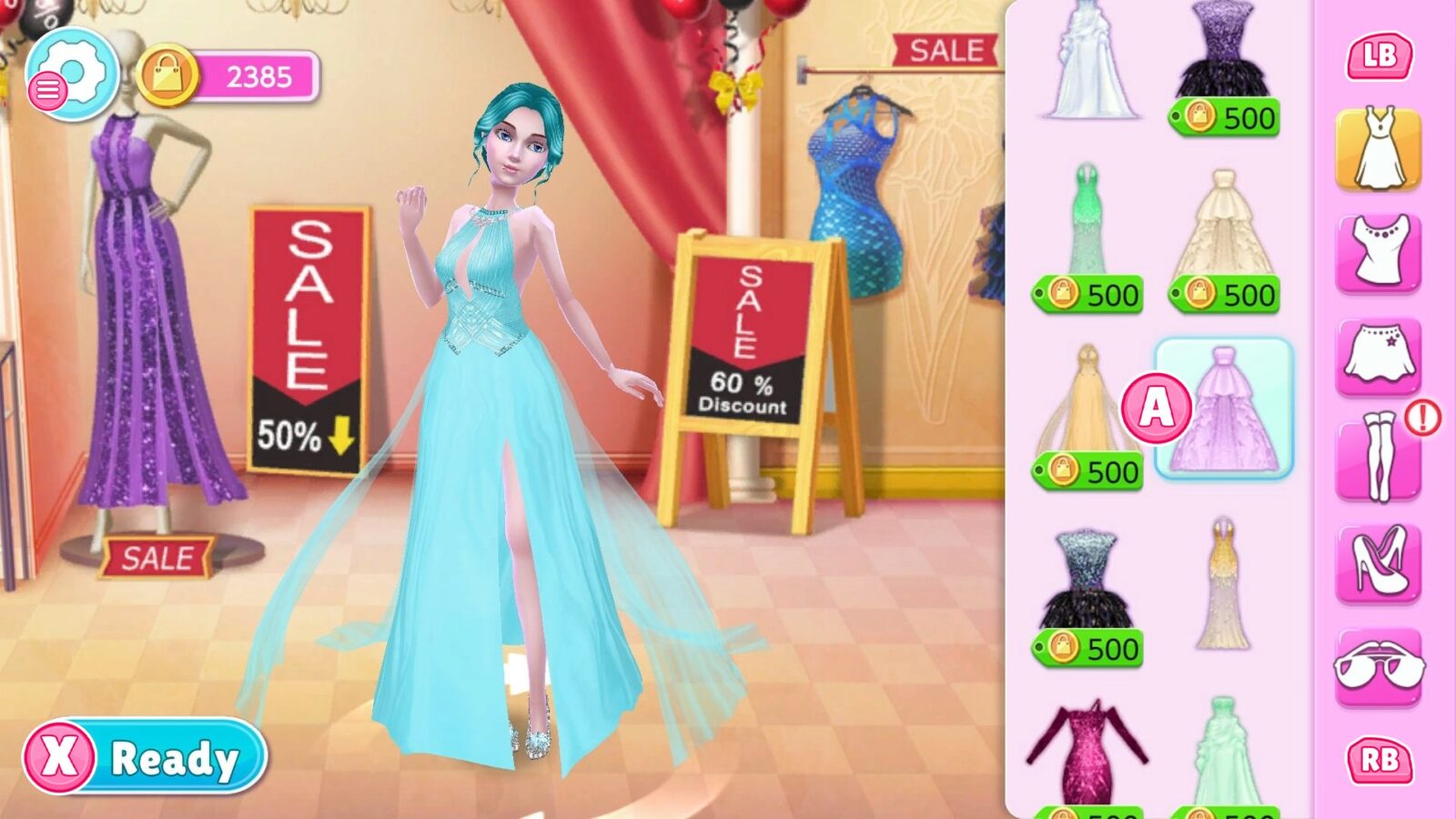 Shopping Mall Girl: Complete Edition 角色客製化與妝髮選擇介面