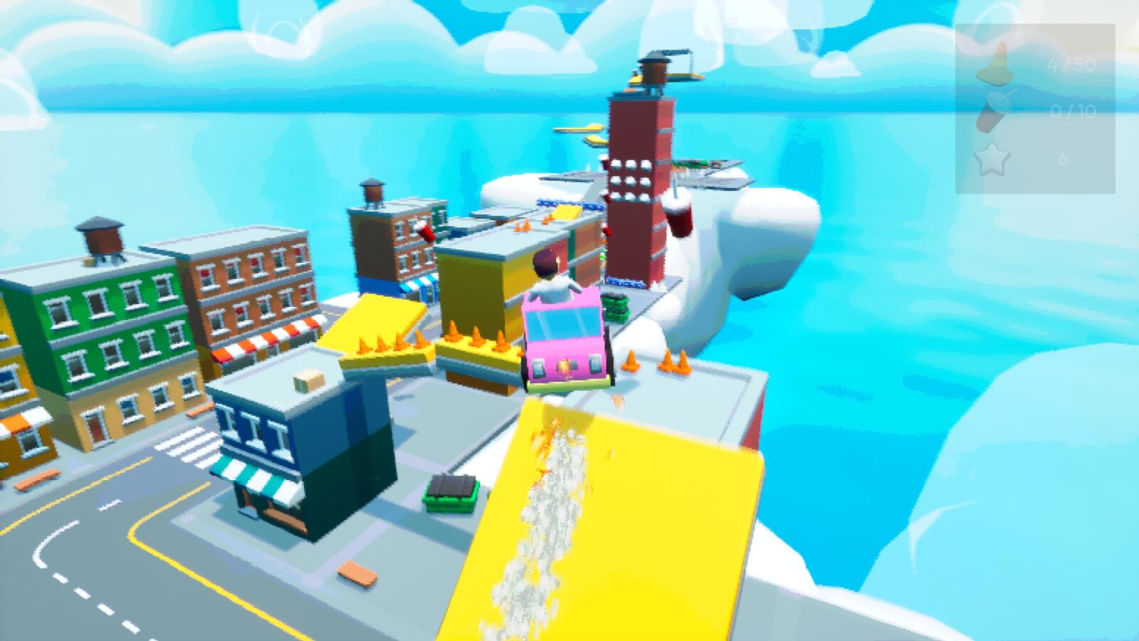 遊戲操作示意,畫面角落顯示簡單的加速與煞車按鍵圖示