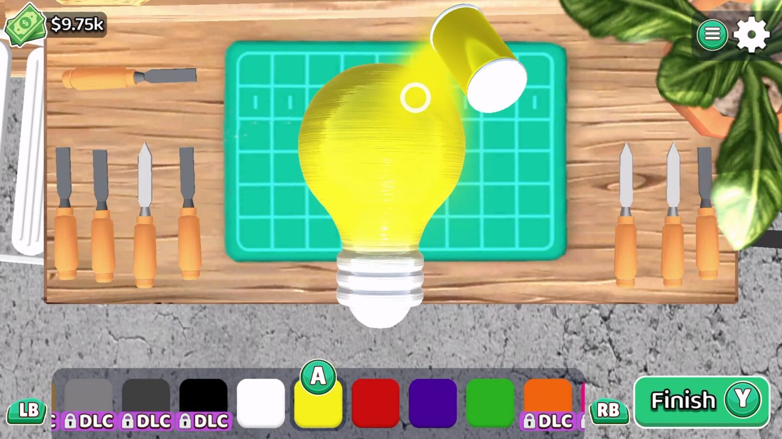 Woodturning 3D 遊戲畫面，展示各式各樣已完成的木雕作品