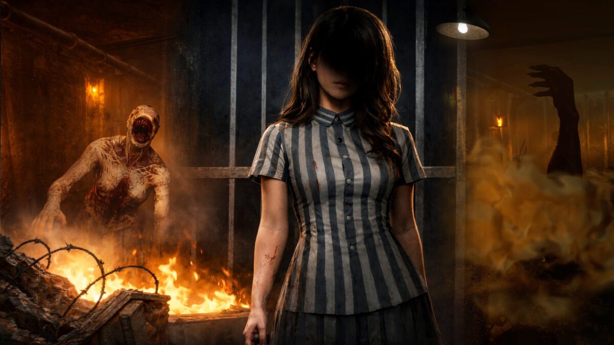 Mortanis Prisoners 廣角場景圖，展示集中營陰森建築與霧氣瀰漫的環境