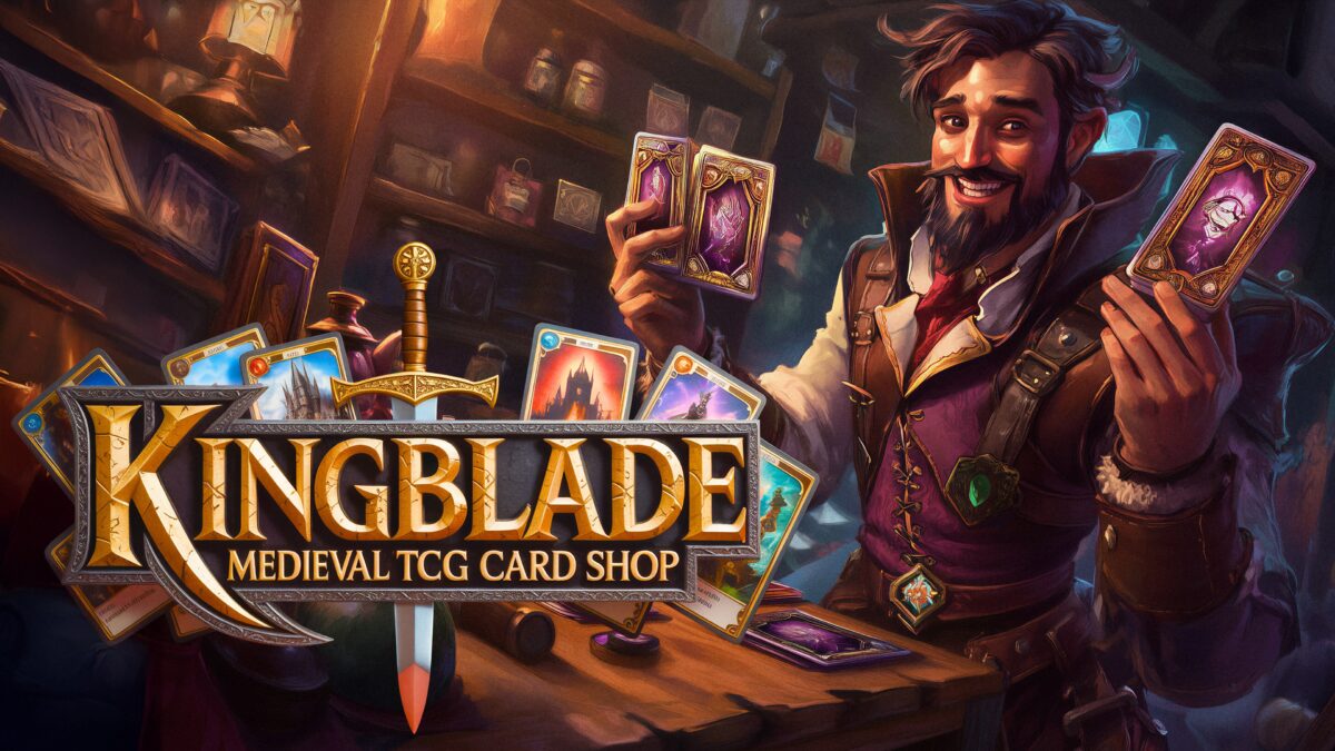 遊戲宣傳插畫,展示騎士與卡牌