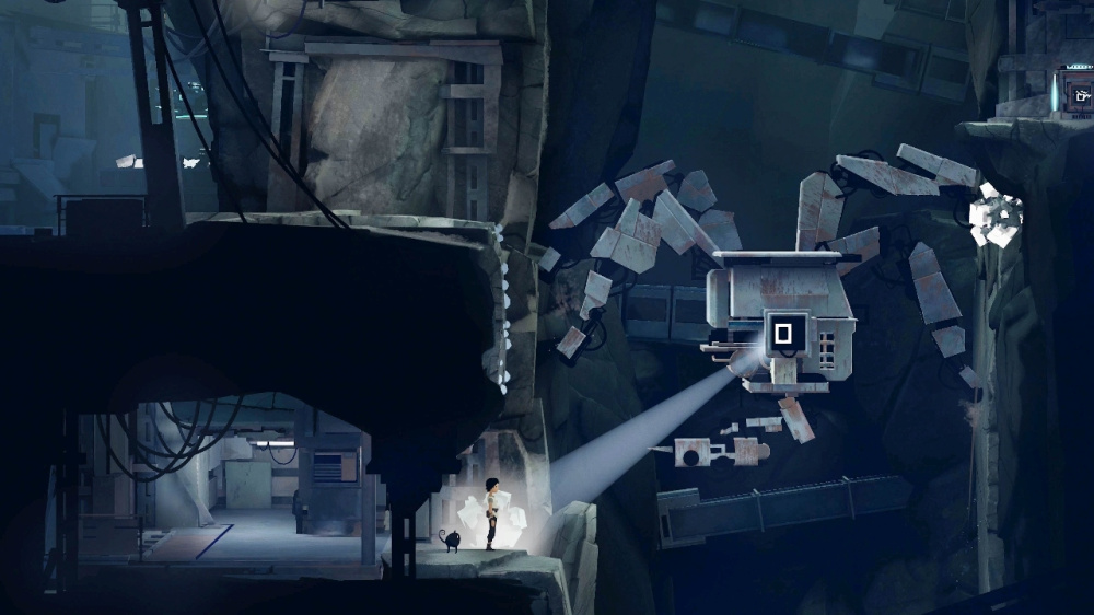 Lana 站在巨大的科技遺跡前,展現強烈的尺度對比與神秘感