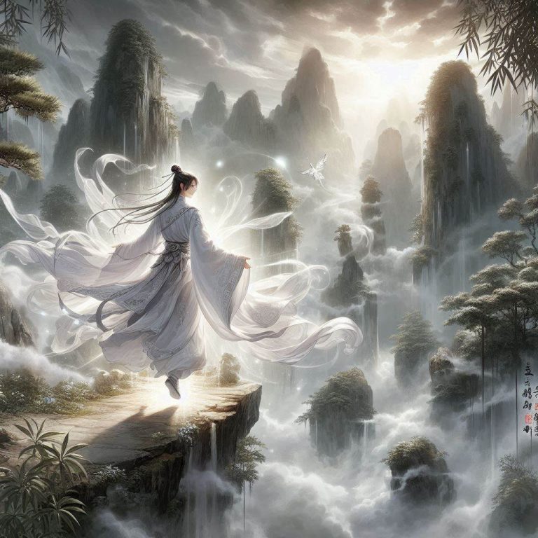 凡人修仙傳漫畫封面意象圖 - 修仙少年韓立御氣飛行仙俠風格