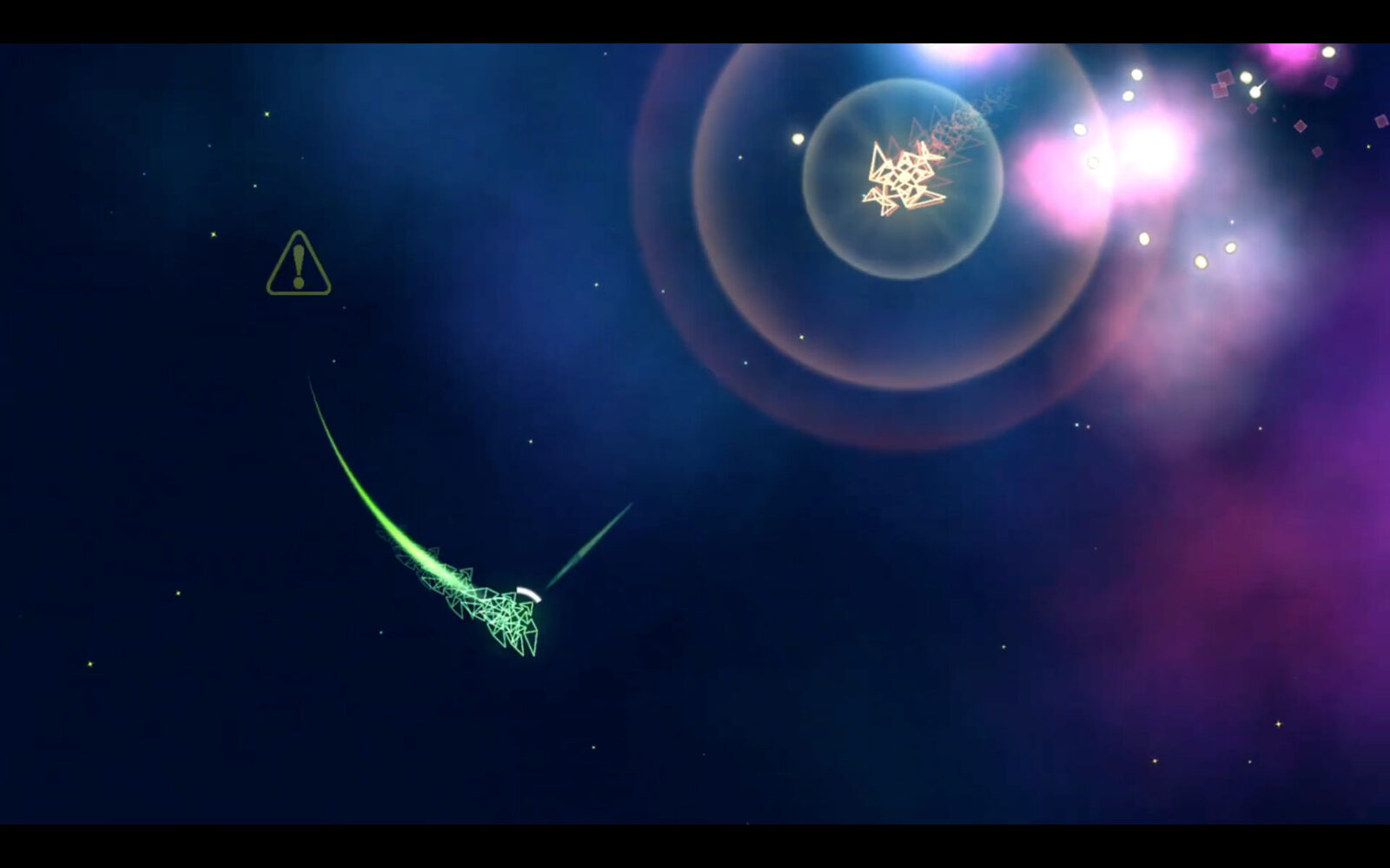 Astrogeo 遊戲截圖，展示不同武器效果與戰場特效