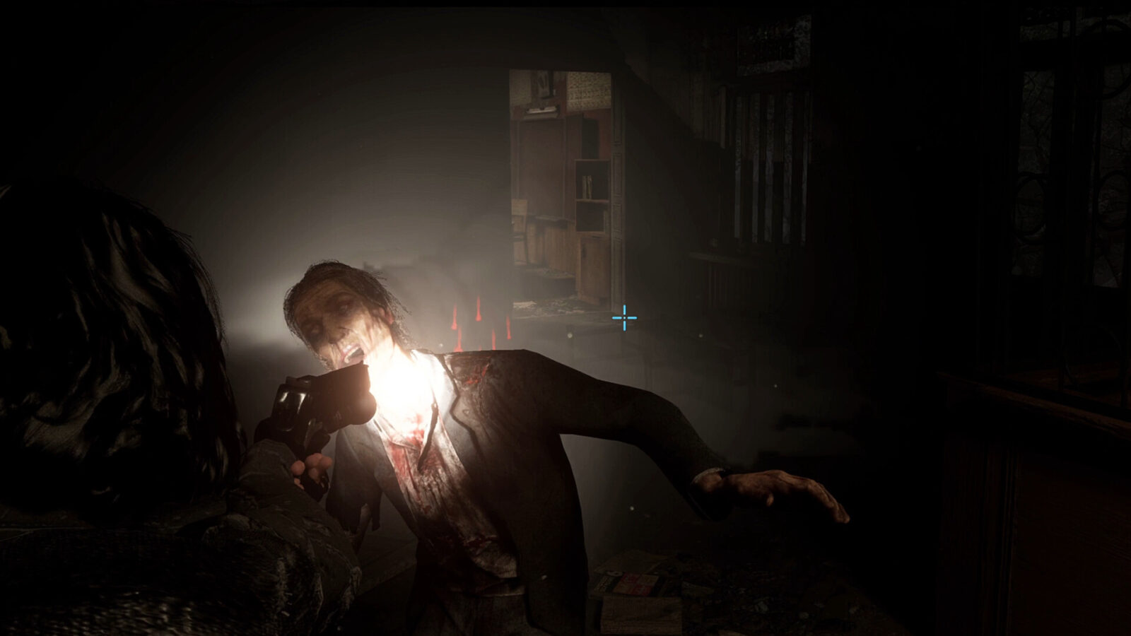 OneTry 遊戲截圖，近距離特寫恐怖的感染者或變異體