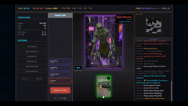 遊戲內卡片與升級系統介面，展示清晰的資源管理。