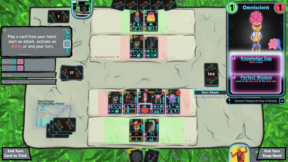 Trick Or Beat 遊戲實際對戰畫面,展示雙重勝利條件