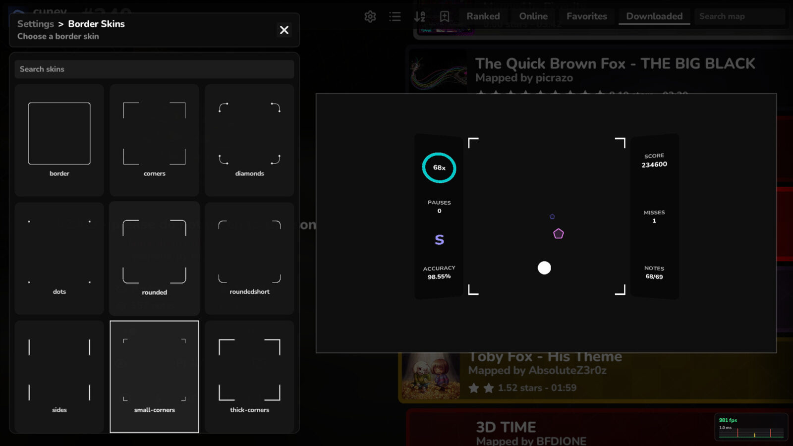 Rhythia 遊戲複雜節奏模式畫面