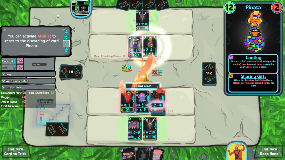 Trick Or Beat 遊戲戰線選擇與生物部署示意