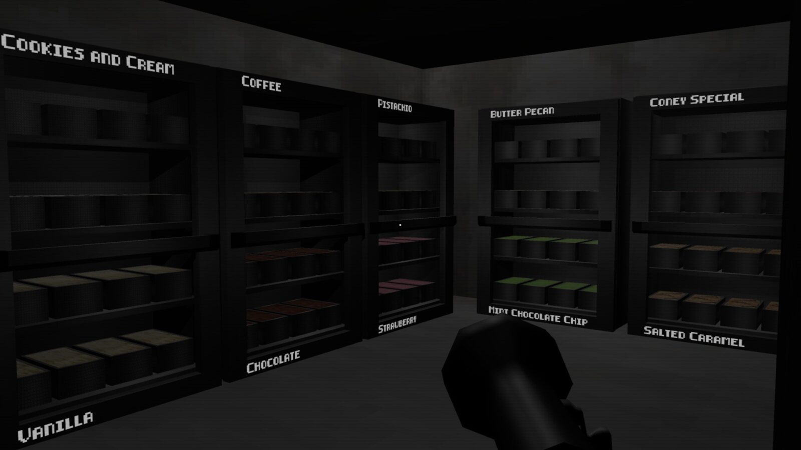 Coney's 遊戲截圖,低多邊形風格下的店內櫃檯與設備