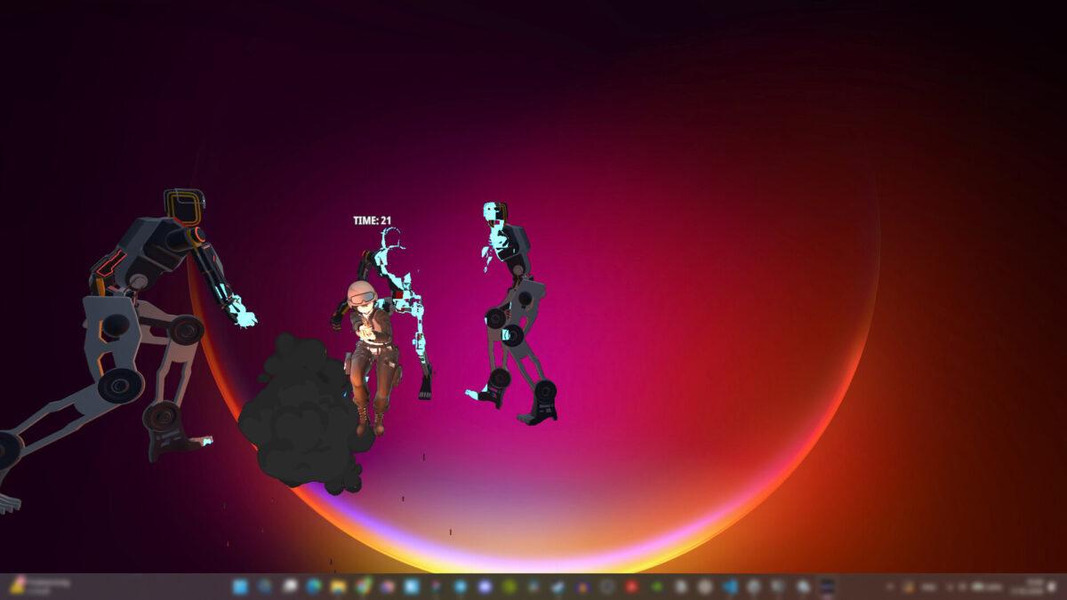 Desktop Waifu Defender 遊戲截圖,展示不同角色在非戰鬥狀態下的休閒舞蹈動作。