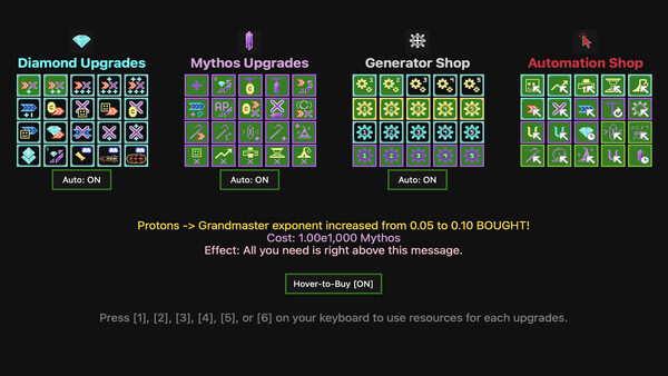 Synergism 遊戲內升級界面截圖