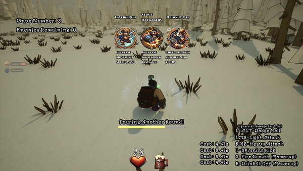 Alebound 遊戲截圖：戰鬥特寫與UI介面