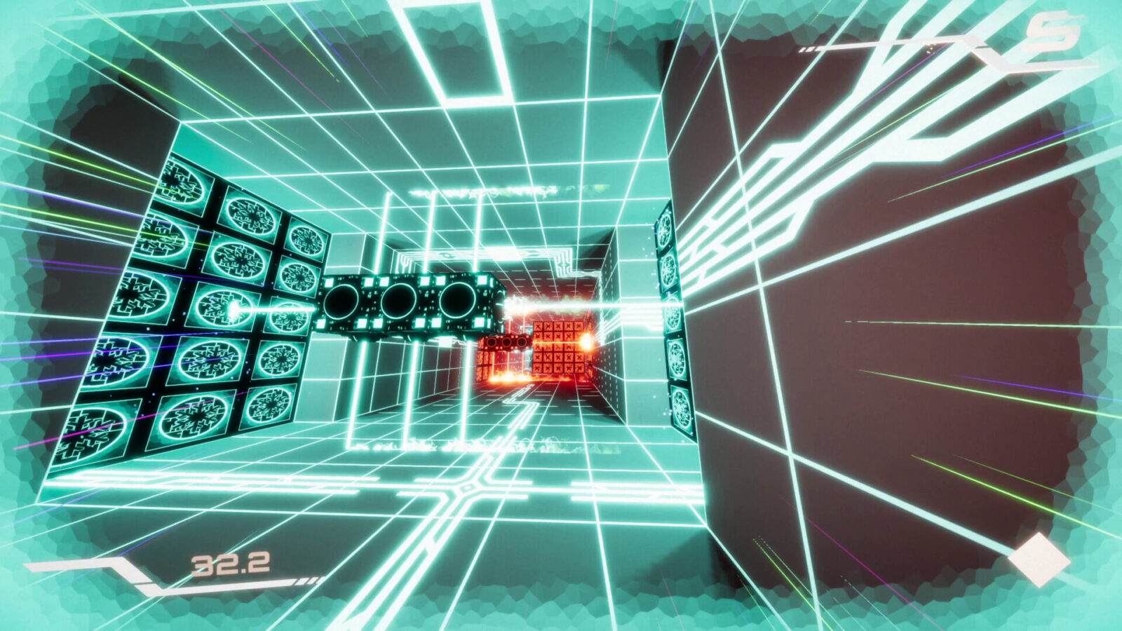 LightQb 遊戲截圖，展示綠色區域與複雜的方格結構